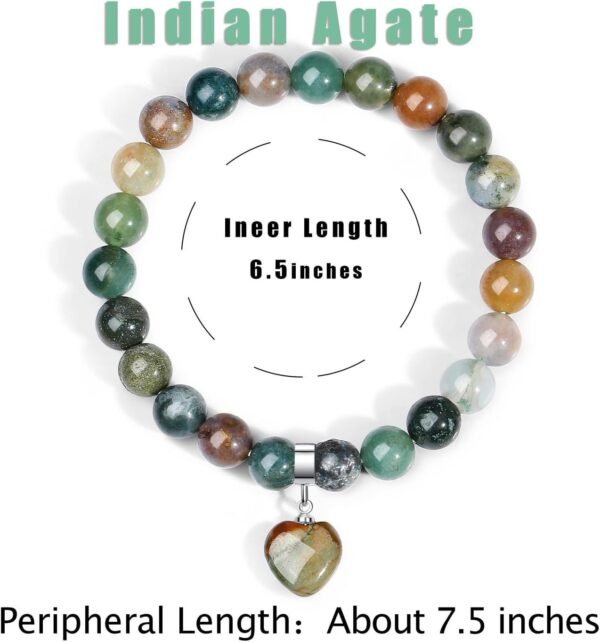 61FQRQhPXcL._AC_SL1400.jpg Healing Crystal Bracelet for Women, 8 mm Natural Gemstone Beaded Bracelet, Love Heart Bracelet Jewelry Gifts for Birthday Mothers Day Valentine's Day Anniversary