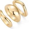14K Gold Plated Chunky Stackable Rings Set for Women | Cubic Zirconia Bands Set | 3 Statement Rings Pack