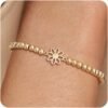 Gold Bracelets for Women 14K Gold Beaded Bracelets Stackable Bracelets for Women Gold Charm Bracelet Non Tarnish Gold Jewelry for Women Trendy