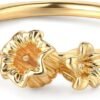 Birth Flower Ring for Women 14K Gold Plated Floral Minimalist Stackable Finger Jewelry Birthday Gifts