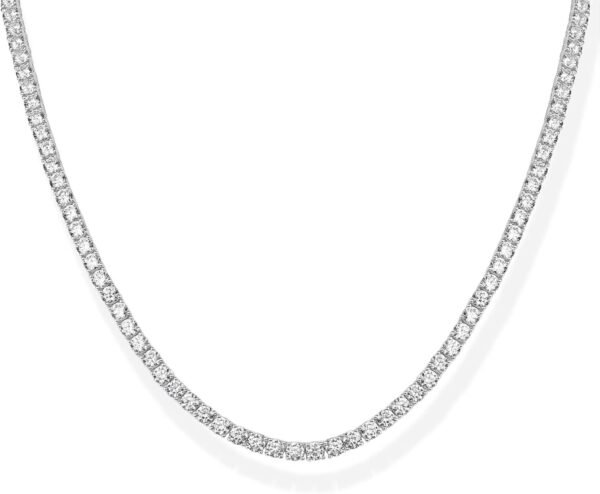 61IQ4kYvGVL._AC_SL1500.jpg 14K Gold Plated 3mm Simulated Diamond Tennis Necklace – Chunky Long Necklace for Women – Sizes 16" and 18"