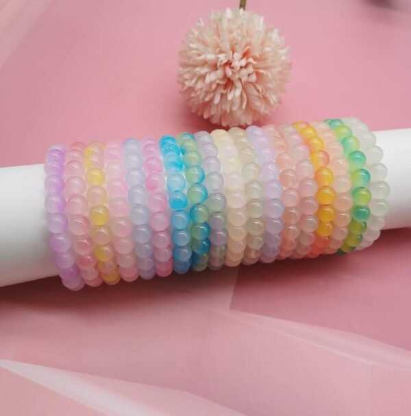 18Pcs 8mm Beaded Stretch Bracelet Handmade Round Glass Bracelet for Women Multicolor Matte Beads Elastic Bracelet