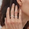 8PCS 14K Gold/Silver Rings Set for Women Non Tarnish Dainty CZ Simulated Diamond Ring Eternity Wedding Band Gold Stackable Thumb Rings Size 4-12