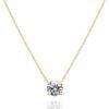 14K Gold Plated Crystal Solitaire 1.5 Carat (7.3mm) Cubic Zirconia Dainty Choker Necklace | Gold Necklaces for Women