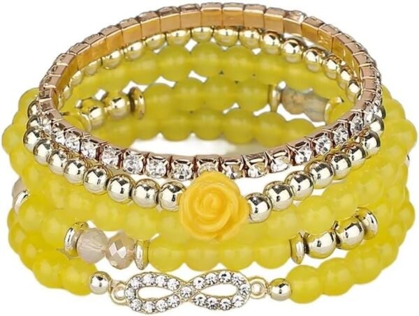 4 Pcs Cute Butterfly Charm Bracelets Set Gold Beaded Stackable Stretch Bracelets Bohemian Summer Jewelry Gifts for Women