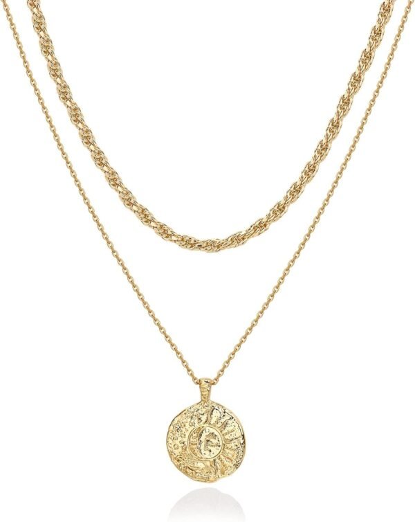 61LIByUk80L._AC_SL1500.jpg 14K Gold Plated Layering Necklaces | Stylish Minimalist Design Pendant Necklaces | Bar, Circle, Lotus, Disc, Dog Tag, Horizontal Bar Pendants for Women