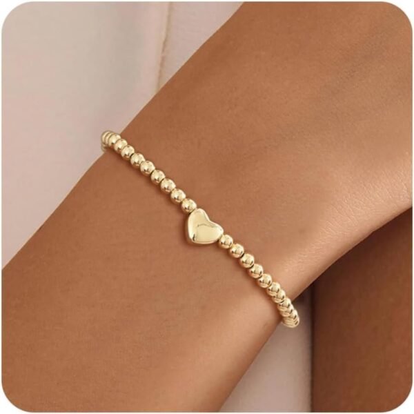 Gold Bracelets for Women 14K Gold Beaded Bracelets Stackable Bracelets for Women Gold Charm Bracelet Non Tarnish Gold Jewelry for Women Trendy