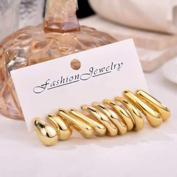 10 Pairs Hypoallergenic Chunky Gold Dangle Earrings for Women Trendy Thick Gold Plated Hoop Earrings Set Lightweight Jewelry