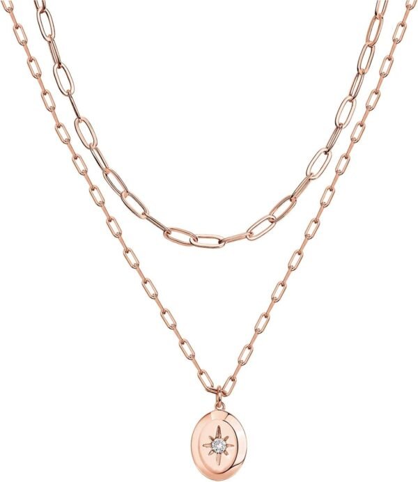 61Nn7BLLu_L._AC_SL1500.jpg 14K Gold Plated Layering Necklaces | Stylish Minimalist Design Pendant Necklaces | Bar, Circle, Lotus, Disc, Dog Tag, Horizontal Bar Pendants for Women