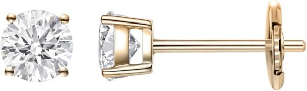 LAB-GROWN Round Cut Diamond Earrings 4 Prong (D-F Color, VS Clarity) Diamond Stud Earrings for Women, Elegant Stud Earrings
