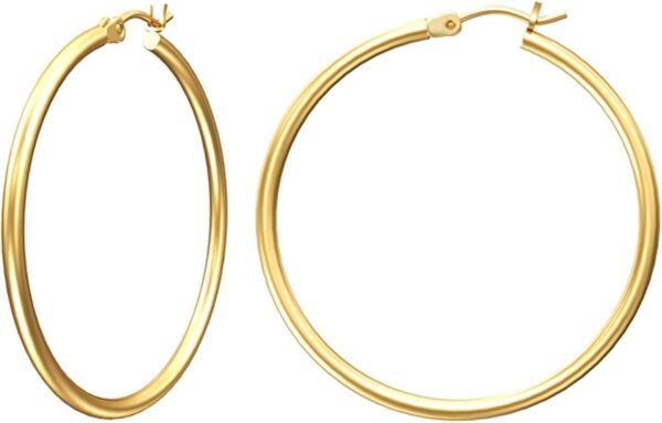 Gold Hoop Earrings for Women 14K Real Gold Plated Hoops with 925 Sterling Silver Post