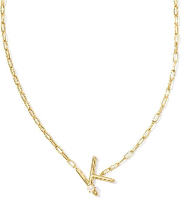 61RUUaSn09L._AC_SL1500.jpg Womens Pearl Letter K Short Pendant Necklace Gold White Pearl One Size