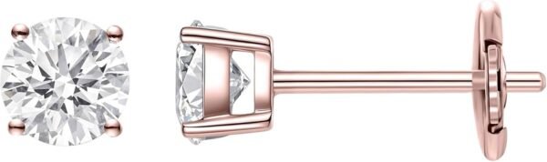 LAB-GROWN Round Cut Diamond Earrings 4 Prong (D-F Color, VS Clarity) Diamond Stud Earrings for Women, Elegant Stud Earrings