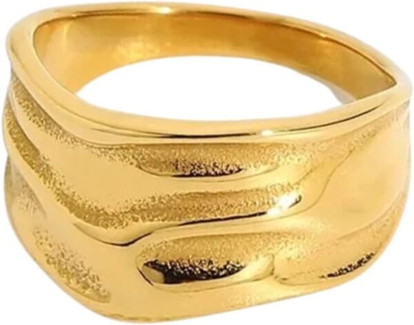 18K Gold-Plated Hammered Ring For Women | Textured Ring | Rings | Thick Stacking Gold Rings | Chunky Gold Ring | Size 6-8