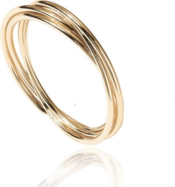 14K Plated Interlocked Rolling Anxiety Fidget Ring for Women and Men - Stacking Gold Ring