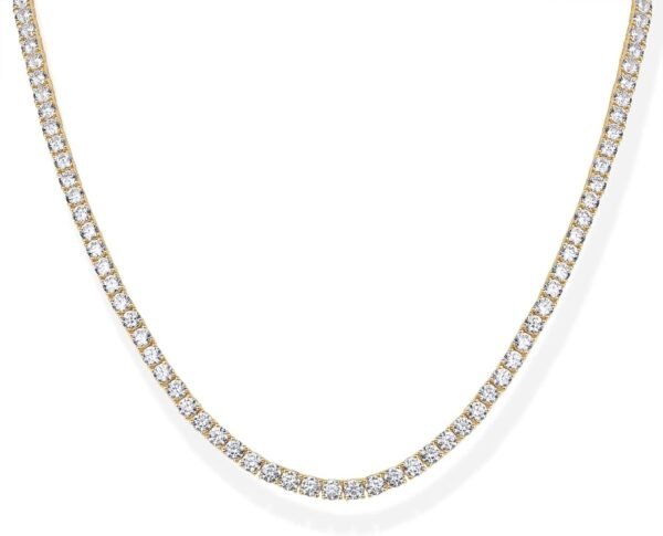 61VGKXhHX_L._AC_SL1500.jpg 14K Gold Plated 3mm Simulated Diamond Tennis Necklace – Chunky Long Necklace for Women – Sizes 16" and 18"
