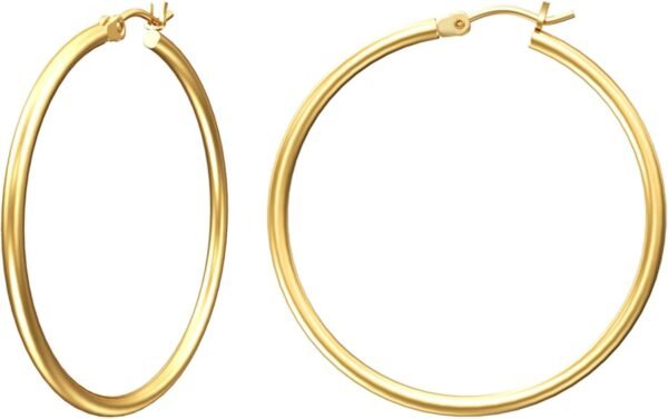 Gold Hoop Earrings for Women 14K Real Gold Plated Hoops with 925 Sterling Silver Post