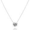 14K Gold Plated Crystal Solitaire 1.5 Carat (7.3mm) Cubic Zirconia Dainty Choker Necklace | Gold Necklaces for Women