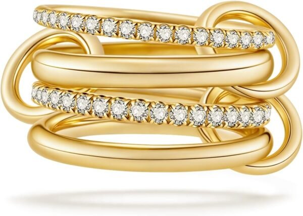 Stackable Rings for Women Non Tarnish, Dainty Cubic Zirconia Multi Ring 18K Gold Plated, Statement Rings Stacking Rings Jewelry