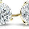 50ct to 5.00 Carat Round Brilliant Lab-Grown Diamond 3-Prong Stud Earrings in 14k Yellow, White or Rose Gold With Screw Back Closure