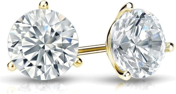 50ct to 5.00 Carat Round Brilliant Lab-Grown Diamond 3-Prong Stud Earrings in 14k Yellow, White or Rose Gold With Screw Back Closure