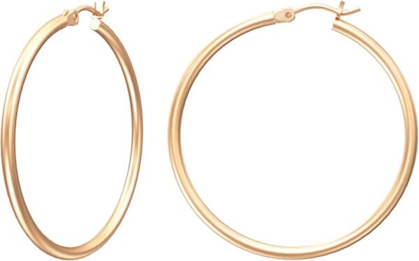 Gold Hoop Earrings for Women 14K Real Gold Plated Hoops with 925 Sterling Silver Post