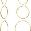 Gold Hoop Earrings for Women 14K Real Gold Plated Hoops with 925 Sterling Silver Post