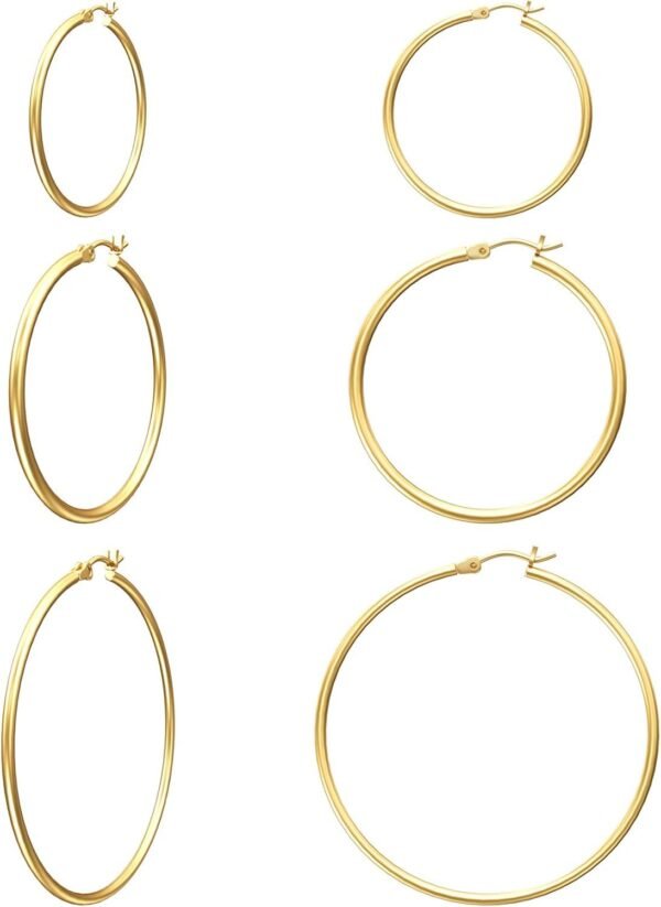Gold Hoop Earrings for Women 14K Real Gold Plated Hoops with 925 Sterling Silver Post