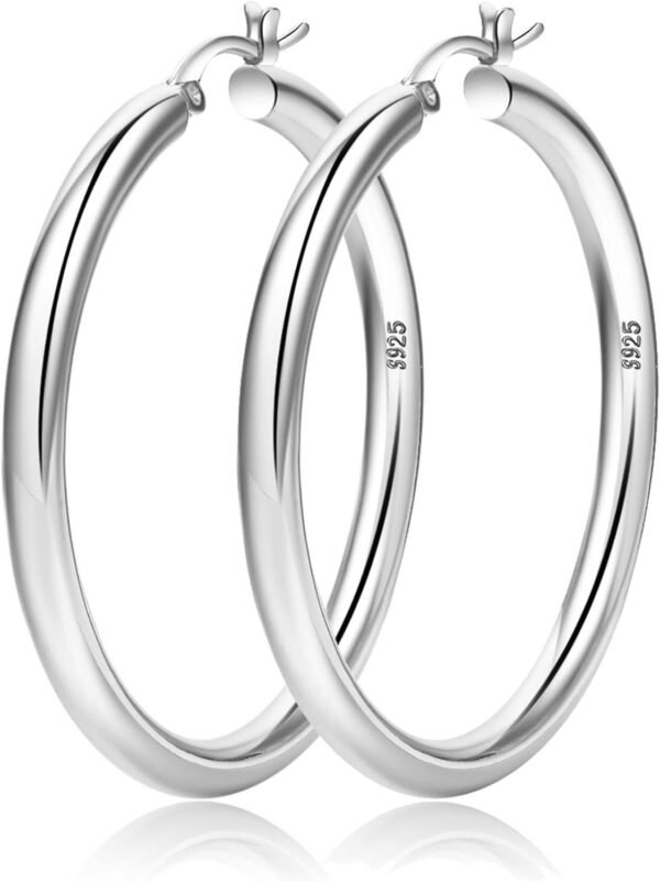 4mm Thick Gold Chunky Earrings Steling Silver Post Hoops Earrings For Women Hollow Tube Hoops Earrings Thick Gold Hoop Earrings Hypoallergenic Lightweight Gold Hoop Large Earrings 20/30/40/50/60MM