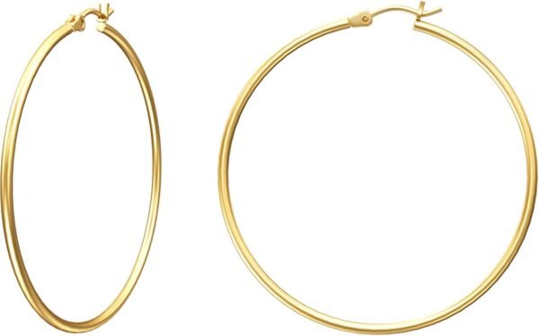 Gold Hoop Earrings for Women 14K Real Gold Plated Hoops with 925 Sterling Silver Post