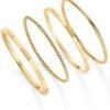 14K Gold Plated Four Pieces Thin Rings Set for Women | 4 Dainty Stacking Rings Pack | Minimalist Stackable Bands