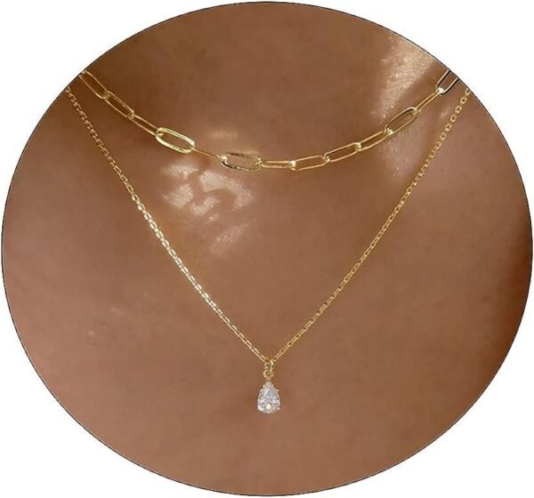 Diamond Necklace for Women Dainty Square Cubic Zirconia Splints Solitaire Pendant Necklace for women 14kGold/Silver Plated Different Width Square CZ Pendant Necklaces Simulated Diamond Bridesmaid Jewelry for Women