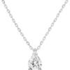 14K Gold Plated Cubic Zirconia Diamond Pendant Necklace for Women | Adjustable Slider