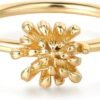 Birth Flower Ring for Women 14K Gold Plated Floral Minimalist Stackable Finger Jewelry Birthday Gifts