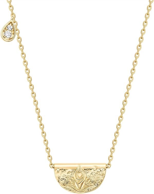 14K Gold Plated Engraved Coin Pendant Necklaces for Women | Byzantine Coin Pendants | Bohemian Necklace