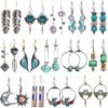 14 Pairs Vintage Teardrop Dangle Earrings for Women Boho Retro Leaf Drop Earring Set Bohemian Stylish Fashion Jewelry