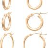Gold Hoop Earrings for Women 14K Real Gold Plated Hoops with 925 Sterling Silver Post