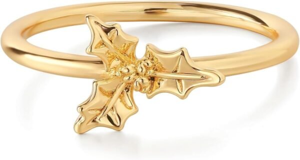 Birth Flower Ring for Women 14K Gold Plated Floral Minimalist Stackable Finger Jewelry Birthday Gifts