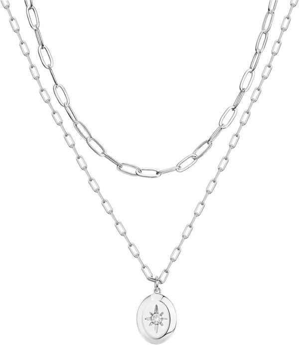 61sf3l9a6CL._AC_SL1500.jpg 14K Gold Plated Layering Necklaces | Stylish Minimalist Design Pendant Necklaces | Bar, Circle, Lotus, Disc, Dog Tag, Horizontal Bar Pendants for Women