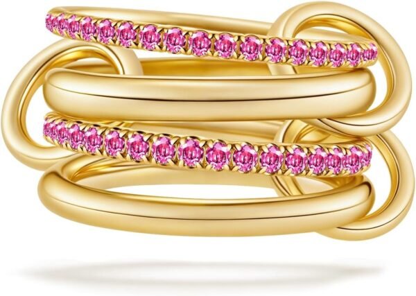 Stackable Rings for Women Non Tarnish, Dainty Cubic Zirconia Multi Ring 18K Gold Plated, Statement Rings Stacking Rings Jewelry