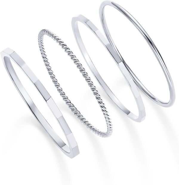 14K Gold Plated Four Pieces Thin Rings Set for Women | 4 Dainty Stacking Rings Pack | Minimalist Stackable Bands