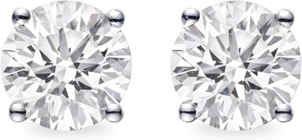 LAB-GROWN Round Cut Diamond Earrings 4 Prong (D-F Color, VS Clarity) Diamond Stud Earrings for Women, Elegant Stud Earrings