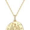14K Gold Plated Engraved Coin Pendant Necklaces for Women | Byzantine Coin Pendants | Bohemian Necklace