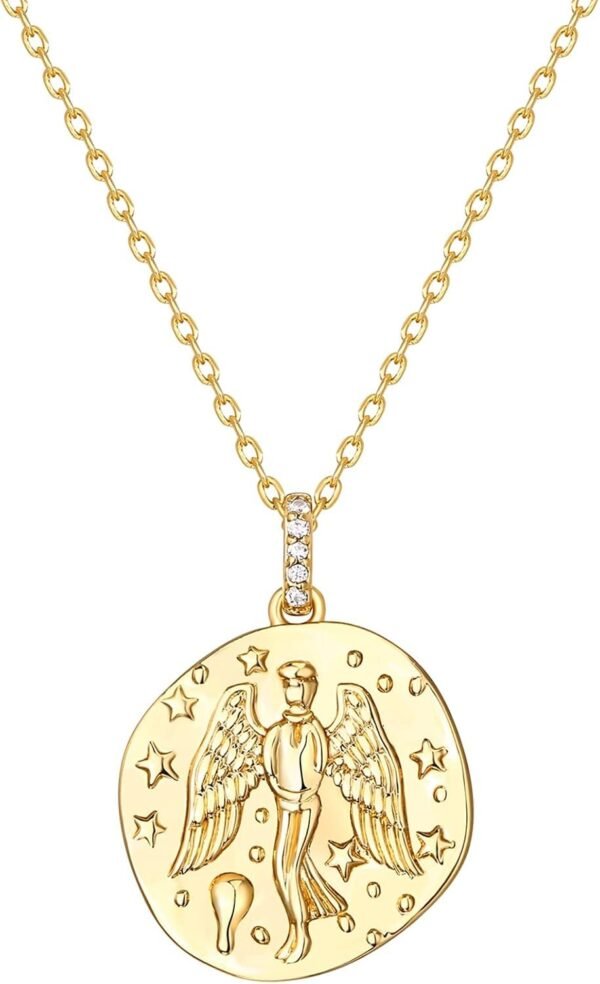 14K Gold Plated Engraved Coin Pendant Necklaces for Women | Byzantine Coin Pendants | Bohemian Necklace