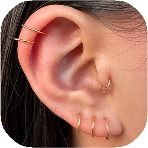 Small Gold or Sterling Silver Huggie Hoop Earrings for Women Cartilage Nose Helix Tragus