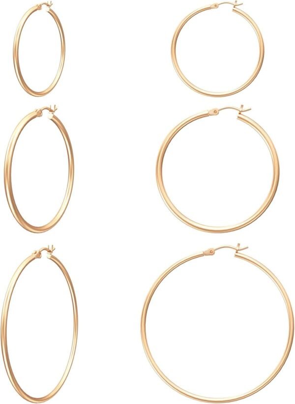 Gold Hoop Earrings for Women 14K Real Gold Plated Hoops with 925 Sterling Silver Post