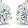 50ct to 5.00 Carat Round Brilliant Lab-Grown Diamond 3-Prong Stud Earrings in 14k Yellow, White or Rose Gold With Screw Back Closure