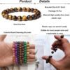 15 PCS 8mm Gorgeous Semi-Precious Gemstones Bracelets Round Beaded Bracelets for Women Men Stone Crystal Stretch Beads Bracelet Unisex