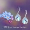 Bee/Flower/Hummingbird Bird Moonstone Earrings 925 Sterling Silver Teardrop Dangle Hypoallergenic Leverback Earring for Women