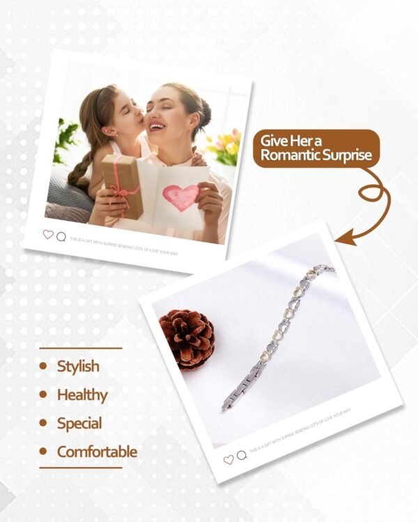 Ultra Strength Magnetic Bracelet for Women, Women's Effective Titanium Steel Magnetic Bracelet with 3500 Gauss Magnets, Jewelry Gift with Sizing Tool